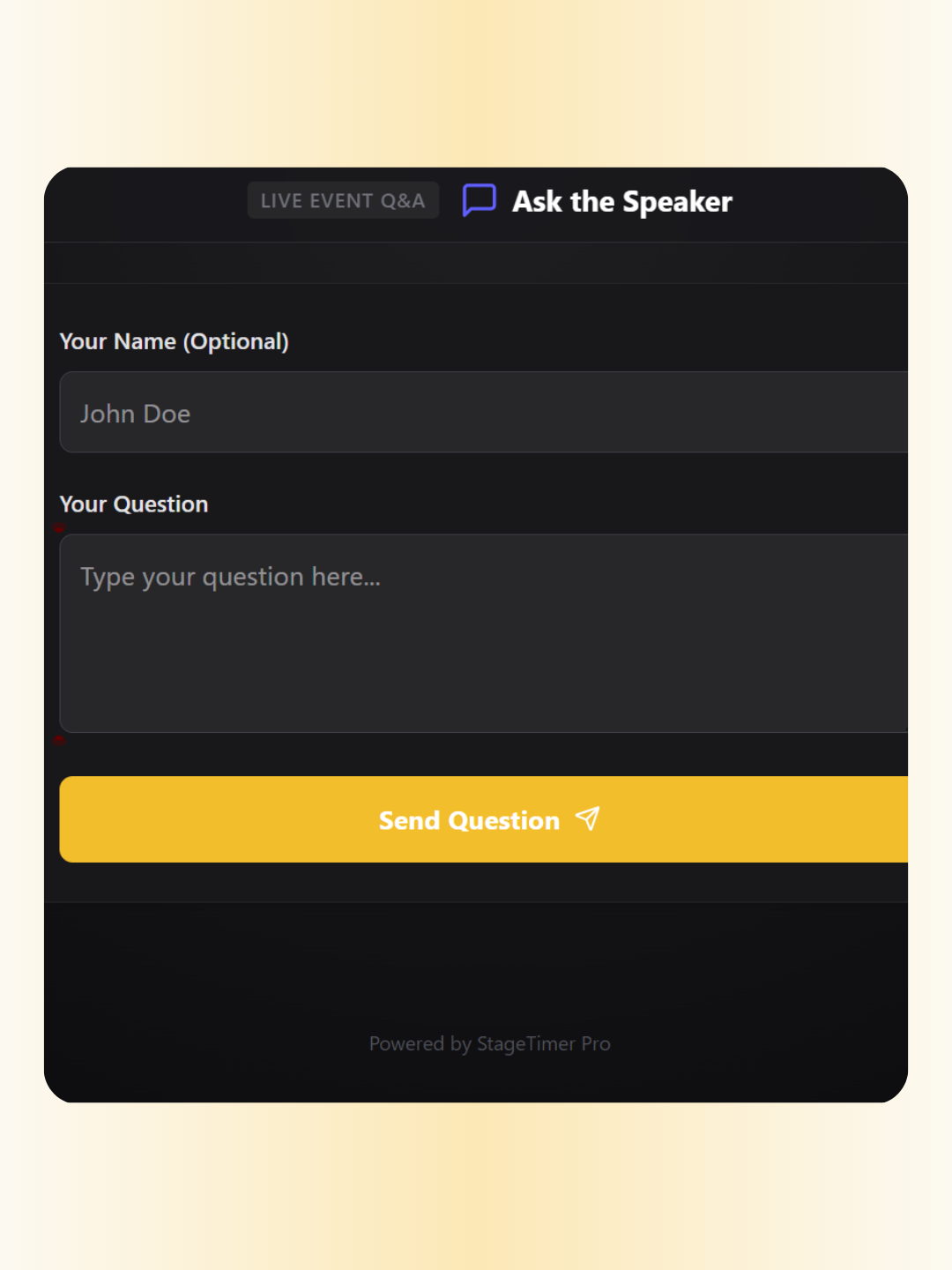 Stage Timer Audience Q&A Interface